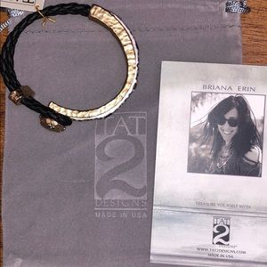 TAT 2 DESIGNS GOLD AND BLACK LEATHER ROPU BANGLE